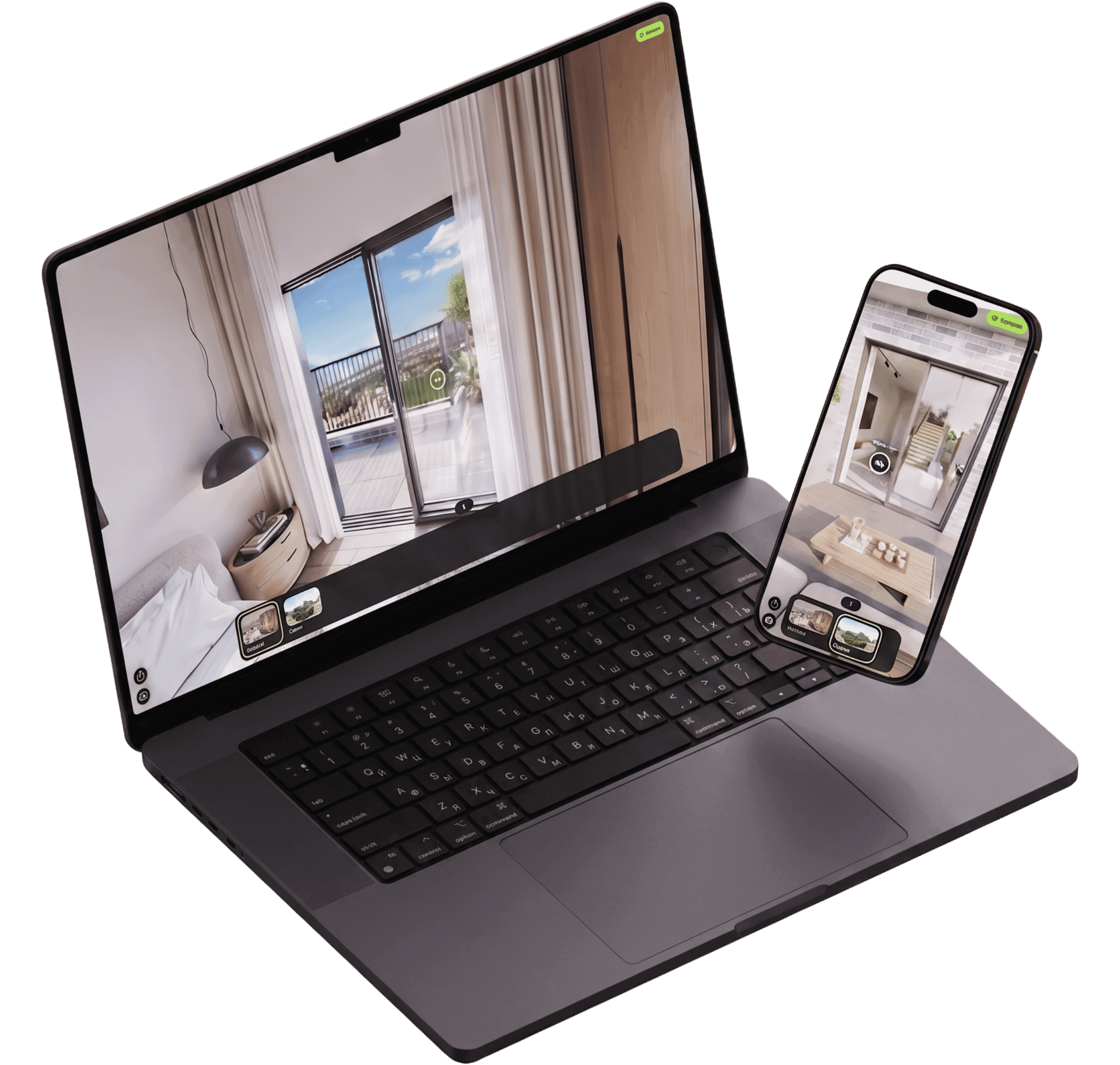 A 360° tour of an apartment open in a browser